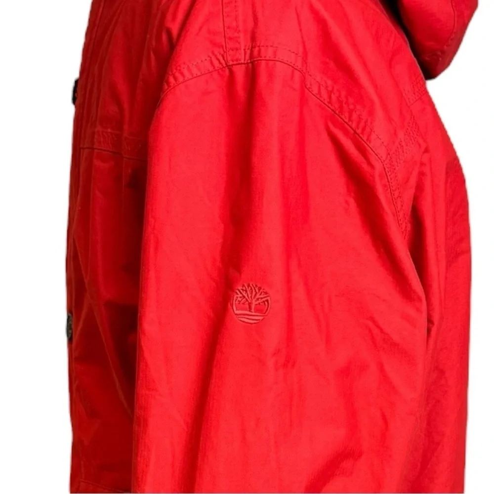 Timberland Men’s Red Waterproof Hooded Performance Rain Jacket Size Small